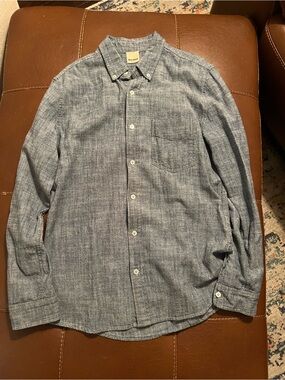 Baldwin Men's Blue Button-Down Chambray Shirt - M
